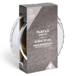 Gifi Plat en verre borosilicate x2 - Ø22,6cm et Ø27cm
