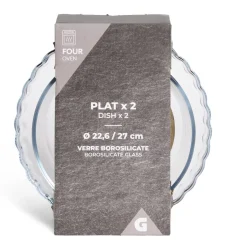 Gifi Plat en verre borosilicate x2 - Ø22,6cm et Ø27cm