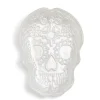 Gifi Plat Halloween tête de mort mexicaine en verre blanc 15x11xH2cm