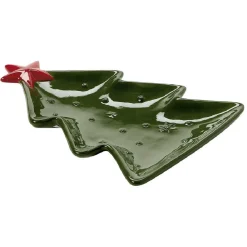 Gifi Plat service sapin en céramique vert