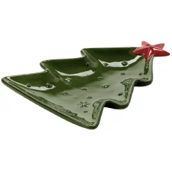 Gifi Plat service sapin en céramique vert