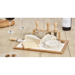 Gifi Plateau à fromage avec 4 couteaux intégrés