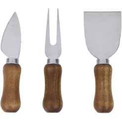 Gifi Plateau à fromage en bois avec 3 couteaux