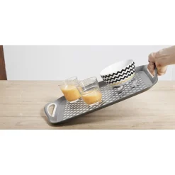 Gifi Plateau antidérapant avec poignées gris et blanc