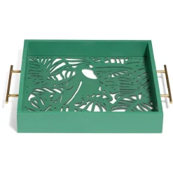 Gifi Plateau avec motif tropical ajouré et fond en verre