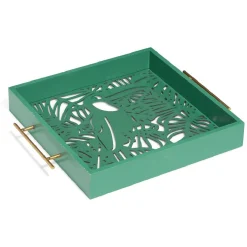 Gifi Plateau avec motif tropical ajouré et fond en verre