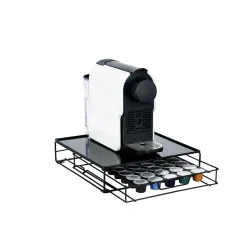 Gifi Plateau avec tiroir à capsules en métal noir