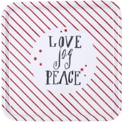 Gifi Plateau carré motif rayure rouge inscription Love Jog Peace