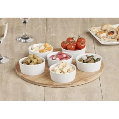 Gifi Plateau de service avec 6 coupelles blanches