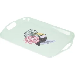 Gifi Plateau de service bleu motif oiseau tropical