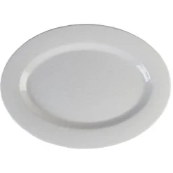 Gifi Plateau de service ovale martelé blanc