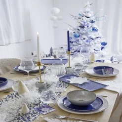 Gifi Plateau de service rectangulaire mélaminé bleu motif astral 18x37,5cm