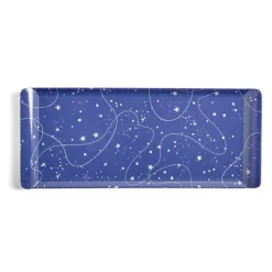 Gifi Plateau de service rectangulaire mélaminé bleu motif astral 18x37,5cm