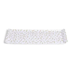 Gifi Plateau de service rectangulaire mélaminé blanc motif feuillage doré 18x37,5cm