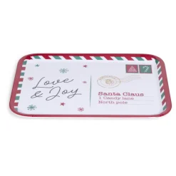 Gifi Plateau de service rectangulaire Noël mélaminé motif carte postale 19x37,5cm