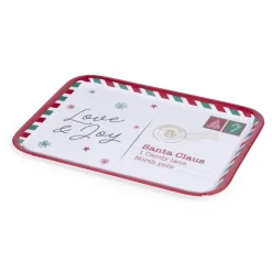 Gifi Plateau de service rectangulaire Noël mélaminé motif carte postale 19x37,5cm
