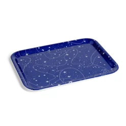 Gifi Plateau de service rectangulaire mélaminé bleu motif astral 21,7x28,7cm