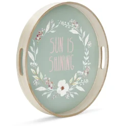 Gifi Plateau de service rond en bois Sun is shining
