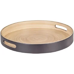 Gifi Plateau de service rond en bambou noir