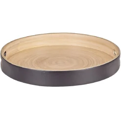 Gifi Plateau de service rond en bambou noir
