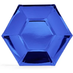 Gifi Plateau hexagonal carton bleu métallisé Ø26cm x10