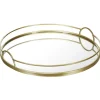 Gifi Plateau miroir rond contour métal doré