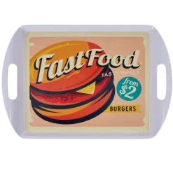 Gifi Plateau rectangulaire blanc style fast food motif hamburger