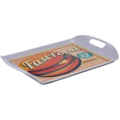 Gifi Plateau rectangulaire blanc style fast food motif hamburger