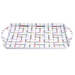 Gifi Plateau rectangulaire blanc motifs carreaux multicolores 34x50,5cm