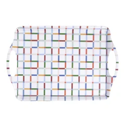 Gifi Plateau rectangulaire blanc motifs carreaux multicolores 34x50,5cm