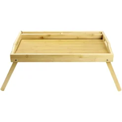 Gifi Plateau rectangulaire en bambou pieds rétractables 50x30xH24,5cm