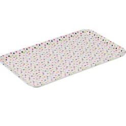Gifi Plateau rectangulaire mélamine blanc motif pois multicolores