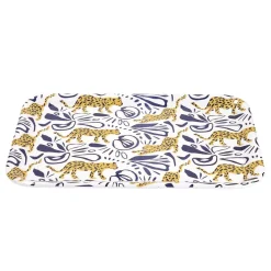 Gifi Plateau rectangulaire motif léopard blanc et bleu 27x38cm