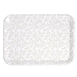 Gifi Plateau rectangulaire motif feuillage blanc et vert 27x38cm