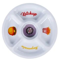 Gifi Plateau rond avec compartiments mélaminé design fast food