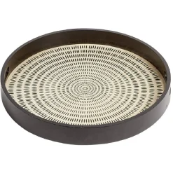 Gifi Plateau rond en mdf design noir naturel Ø38 cm