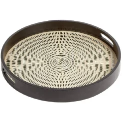 Gifi Plateau rond en mdf design noir naturel Ø38 cm