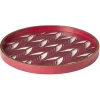 Gifi Plateau rond inspiration orientale en métal et bois rouge ou gris