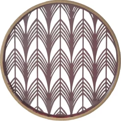 Gifi Plateau rond inspiration orientale en métal et bois rouge ou gris