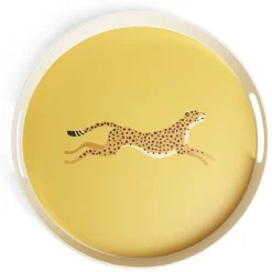 Gifi Plateau rond léopard mélaminé jaune Ø34,5xH4,1cm