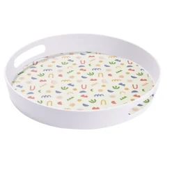 Gifi Plateau rond mélaminé motif matisse blanc et multicolore Ø34,5xH5cm