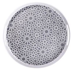 Gifi Plateau rond mélaminé motif géométrique blanc et bleu Ø34,5xH5cm