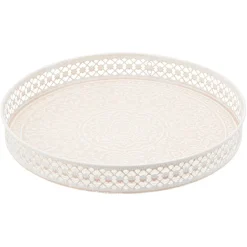 Gifi Plateau rond métal motif mandala rose gris ou vert