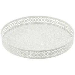 Gifi Plateau rond métal motif mandala rose gris ou vert