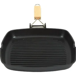 Gifi Poêle grill carré manche en bois amovible tous feux