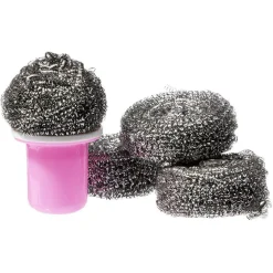 Gifi Nettoyage Et Entretien|Éponge spirale en inox à récurer avec poignée x4