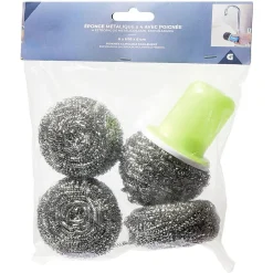 Gifi Nettoyage Et Entretien|Éponge spirale en inox à récurer avec poignée x4