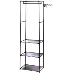 Gifi Rangement|Portant à vêtements avec 3 tablettes métal plastique noir