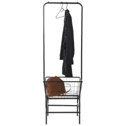 Gifi Rangement|Portant à vêtements avec panier de rangement métal noir