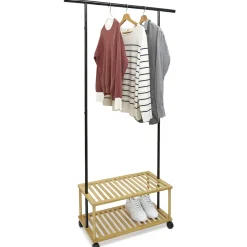 Gifi Rangement|Portant bambou métal 2 étagères 90x35xH167cm